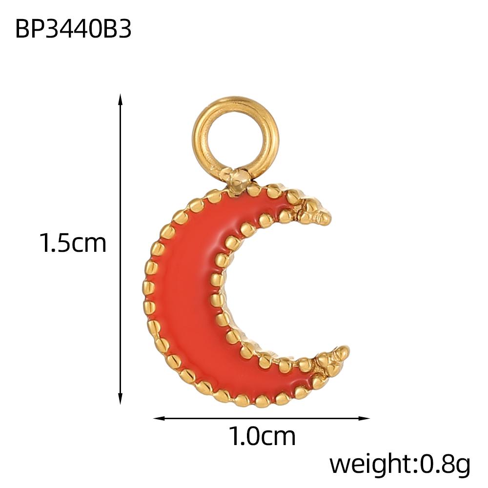 CARLIDANA Fashion Moon-shaped Multi-color Oil-dripping Gold Plated Stainless Steel Pendant Heart Apple Accessories DIY Jewelry