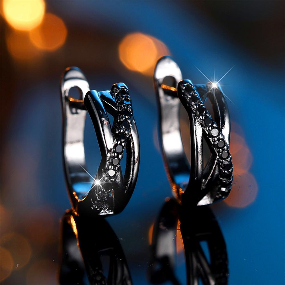 

Модні Кристалічні Жіночі Маленькі Цирконієві Сережки-Обручі Знак Нескінченності Вінтажні Чорно-Золотисті Весільні Прикраси Для Жінок