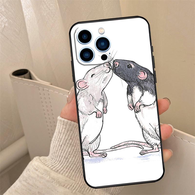Cute Rattie Rats Phone Case For iPhone 16 15 14 13 11 12 17 Pro Max Mini 15 16 Plus 16e 17 Air Cover Coque