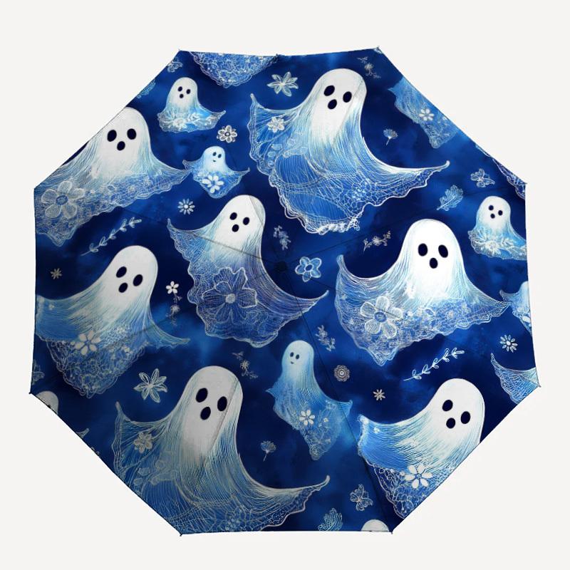 

1pc Ghost Floral Automatic Open/Close Umbrella Compact Folding Umbrella, All-Season Portable Umbrella for Women/Men256
