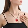 Accessoires Einfache Rote Große Liebe Rindsleder Seil Halskette Französischer Kalter Wind Herz Halskette Damen