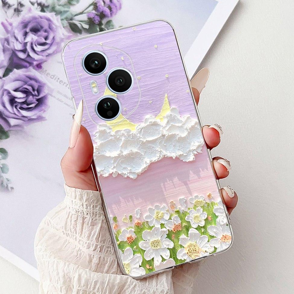 Clear For Honor 400 Pro Case DNP-NX9 Cute Cartoon Cat Fashion Flower Funny Painted Soft Bumper For Honor 400Pro Back Cover Funda