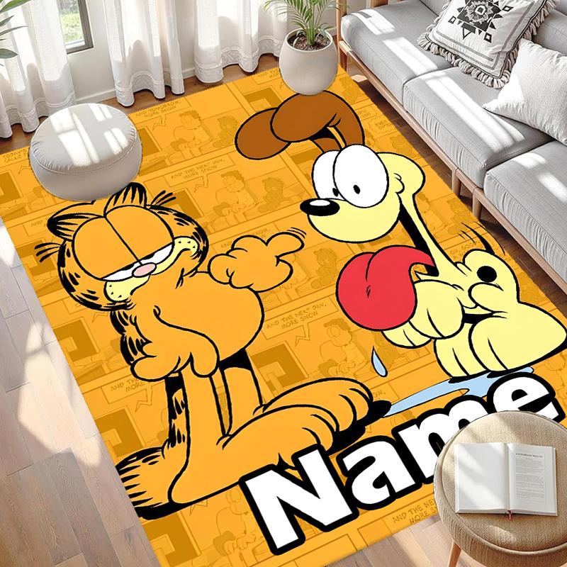 Custom Name Personalized Garfield Print Carpet, Versatile Home Decor Rug, for Playroom, Apartment, Balcony, Entryway, Hallway Gift