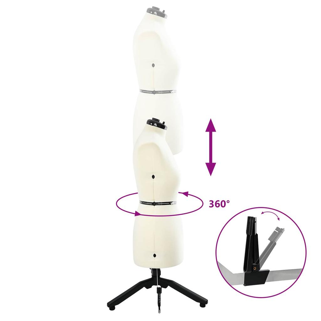 Verstellbare Schaufensterpuppe für Damen Creme M Samt
