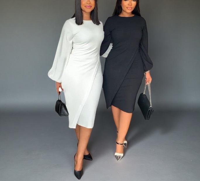 2025 Trendy European & American Women's Lantern Sleeve Autumn/Winter Dress