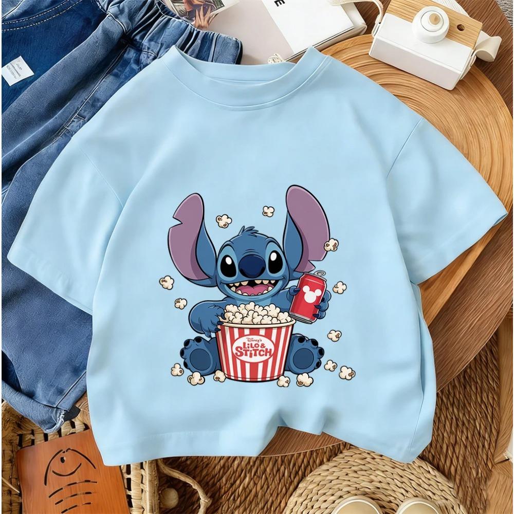Popular Cartoon Children Tee Stitch Street Fashion For Boys Girls Summer Lightweight Casual Wear 3-14Y