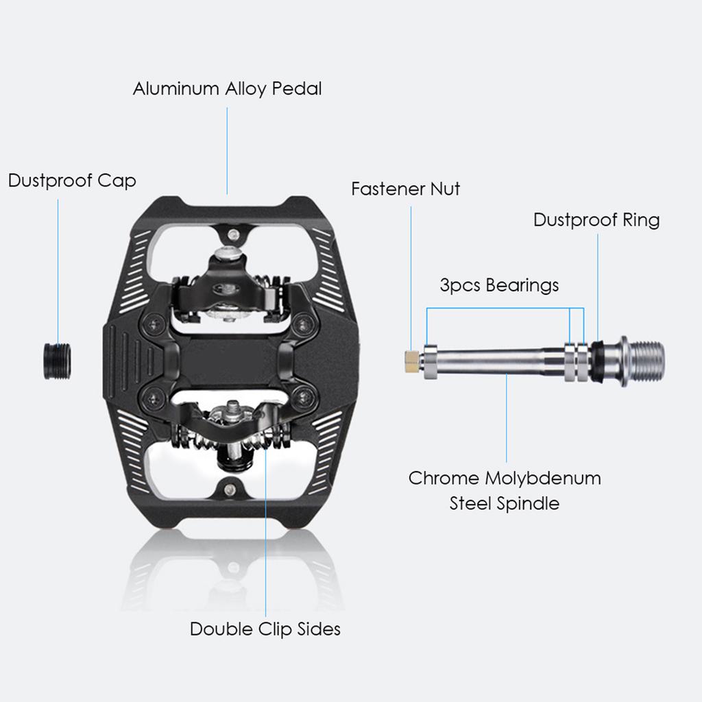 Double-sided Clip Pedals Pedals Cycle Pedals with Cleats Replacement For Mountain Pedal System