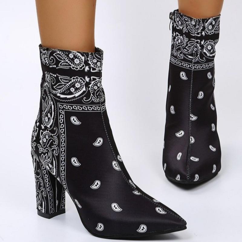 Fashion Spring and Autumn Single Boots Women Fashion Pointy Set Foot Back Zipper Match Color Anti-slip Wear-resistant Short Boots