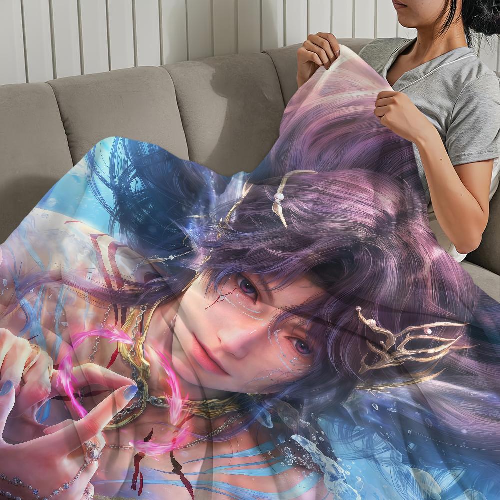 Love and Deepspace Rafayel Submerged Eclipse Merling Oath warm soft plush blanket for sofa living room bedroom travel Flannel