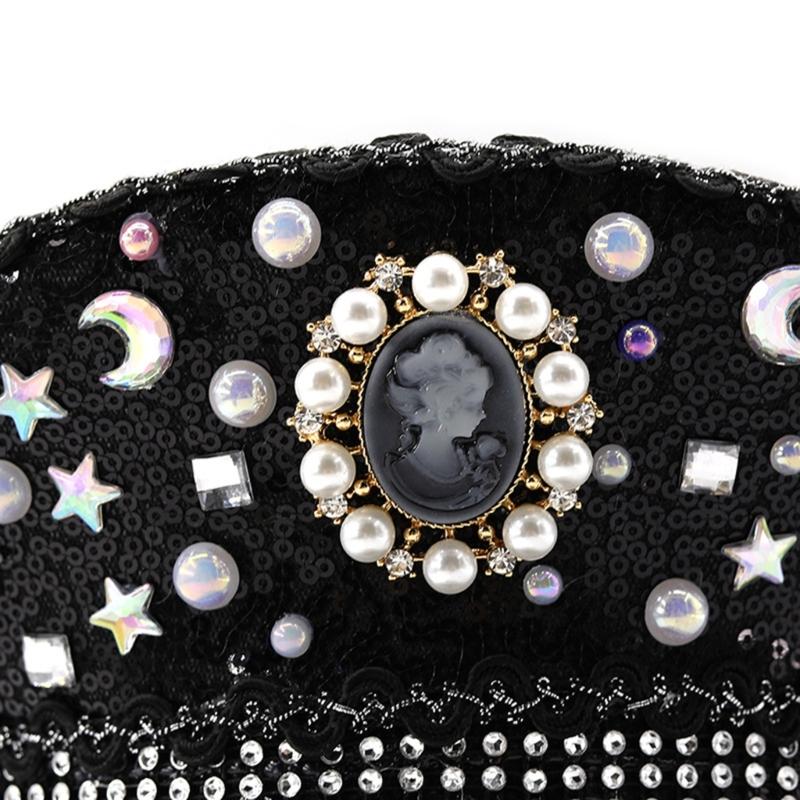 Sparkling Captain Hat Heavy Crystal Sequins Hat for Bachelorette Party Captain Hat Bride Hat for Actor Actress