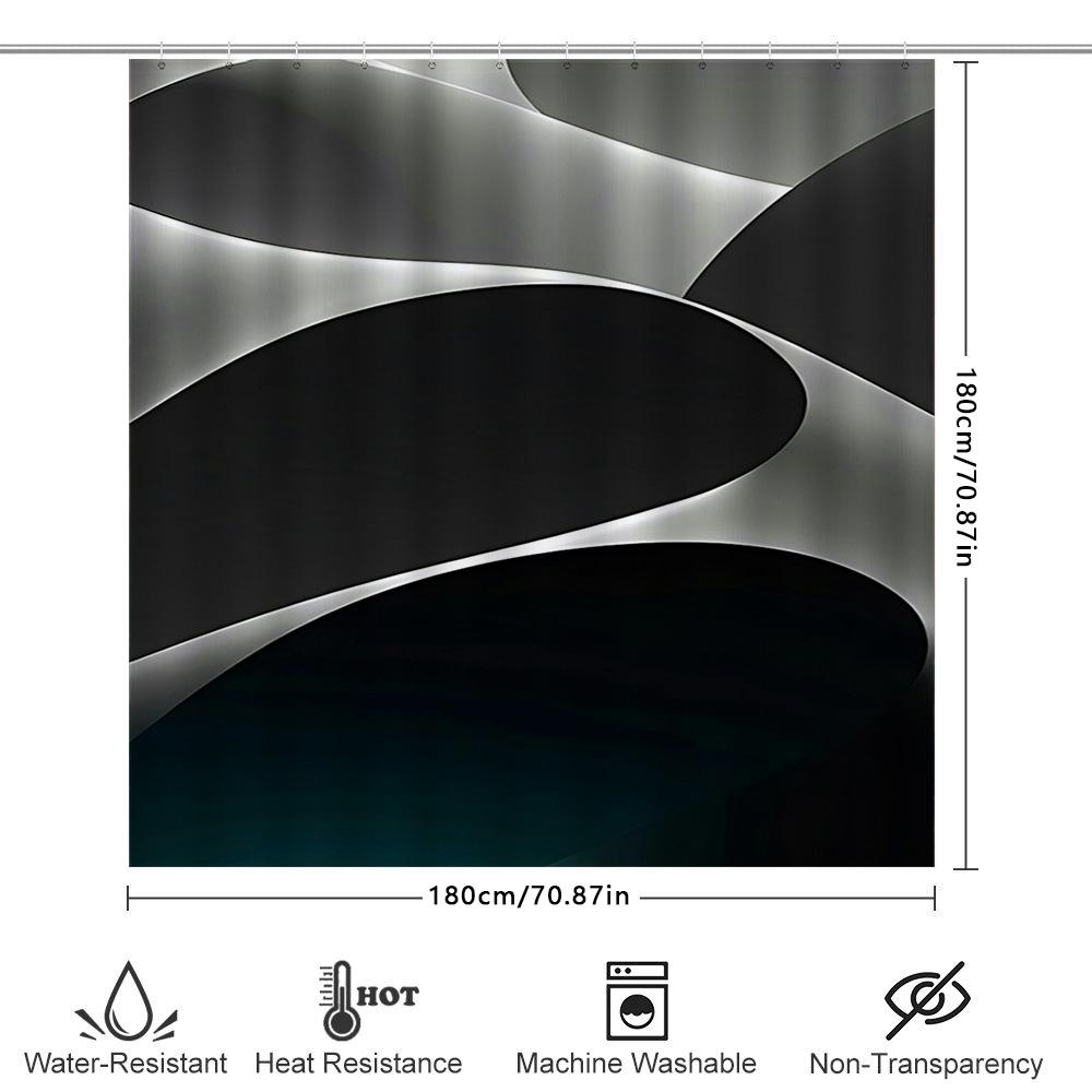 Modern Bathroom Decorstylish Black White Shower Curtain With Gradient Dark Blue Design For Bathtub Perfect Home Improvement Addi