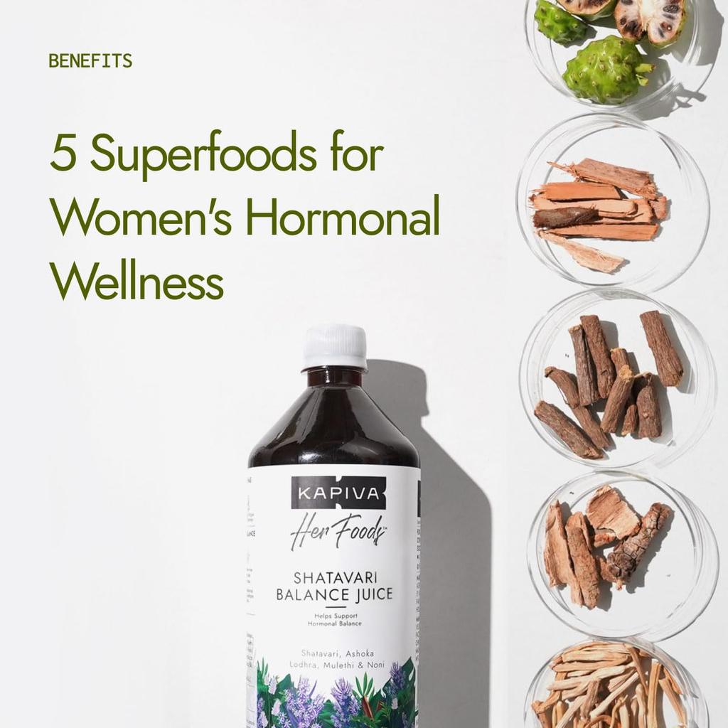 Kapiva Her Foods Shatavari Balance Juice 1L Pack of 1 Natural Ayurvedic Women’s Wellness Drink