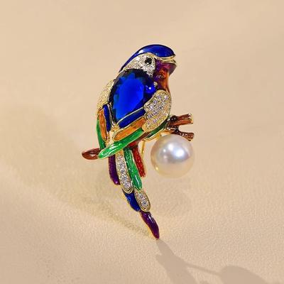 Enamel Parrot Brooch, High-End Female Niche High-End Design, Bird Brooch, Personalized Accessories
