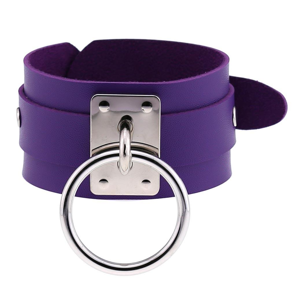Purple Goth Bracelets For Women Punk Boho Emo Spike Rivets Pu Leather Charm Bracelet Cuff Bangles Festival Jewelry Party Gifts