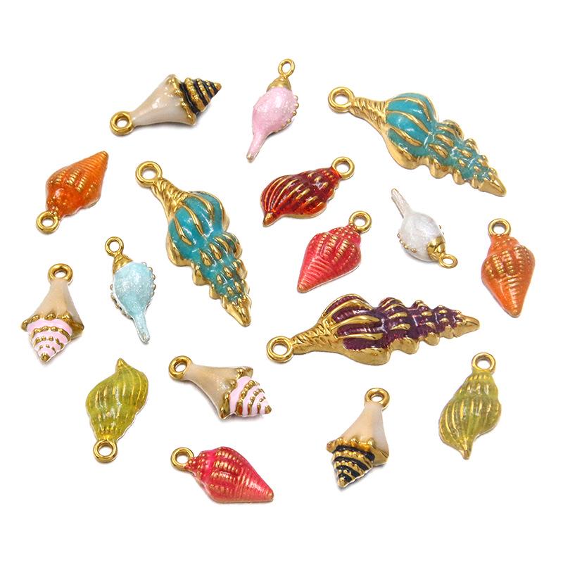Ocean-Themed Stainless Steel Seashell Conch Pendant Jewelry Accessories