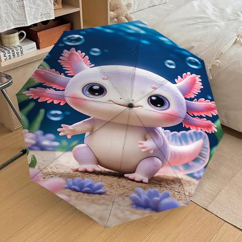 1PC Axolotl Ocean Umbrella-8-Rib Reinforced Portable Folding Travel Suitable for All Seasons Outdoor Daily Use  -J0353