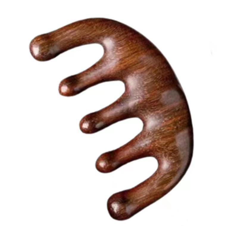 

Гребень для массажа головы и скребок из золотого сандала с пятью зубцами для меридианов.