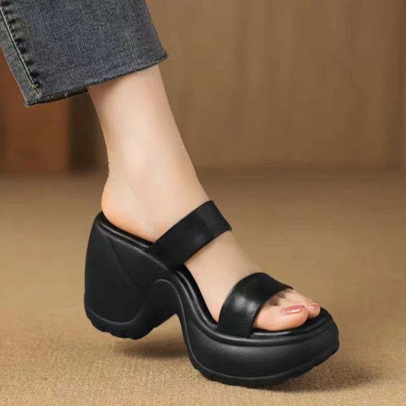 Fashion Women Chunky Platform Slippers High Heels Sandals New Trend Fad Heeled Shoes Pumps 2025 Summer Woman Casual Slides Flip-flops