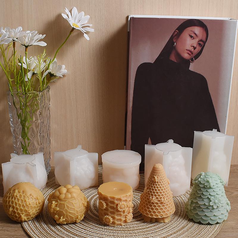 DIY Beehive Silicone Candle Molds 3D Honeycomb Aroma Plaster Soap Cake Baking Mold Plaster Resin Baking Mould Home Art Decor