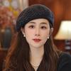 Three-dimensional solid color wool warm beret female versatile casual painter hat autumn and winter bud hat shows small face
