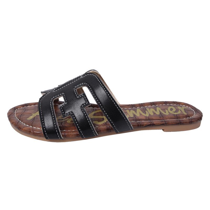 

Летняя одежда Fan Jieya, односложные плоские тапочки, женские мягкие полые односложные нескользящие сандалии с мягкой подошвой для женщин 35 чёрный