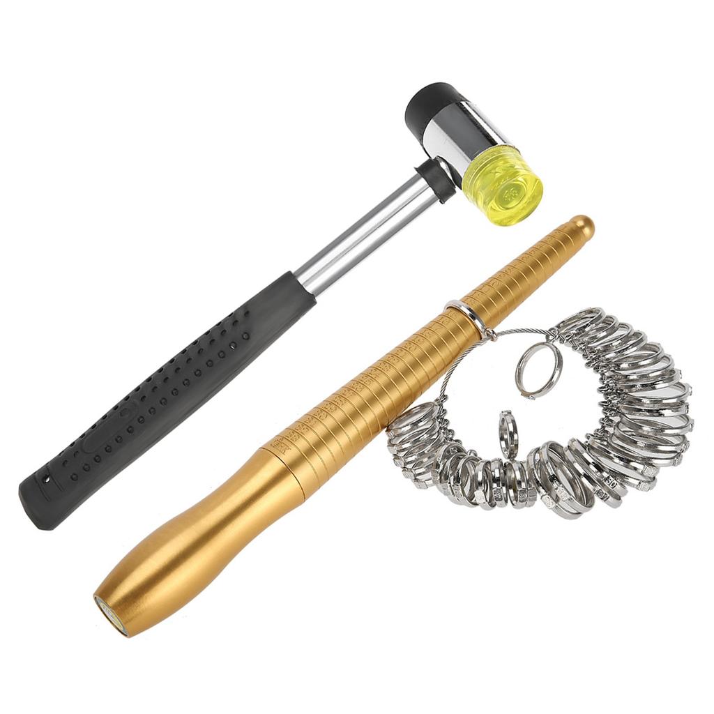 3pcs / Set Ring Mandrel Sizer Finger Measuring Stick Handle Hammers Jewelry Tool