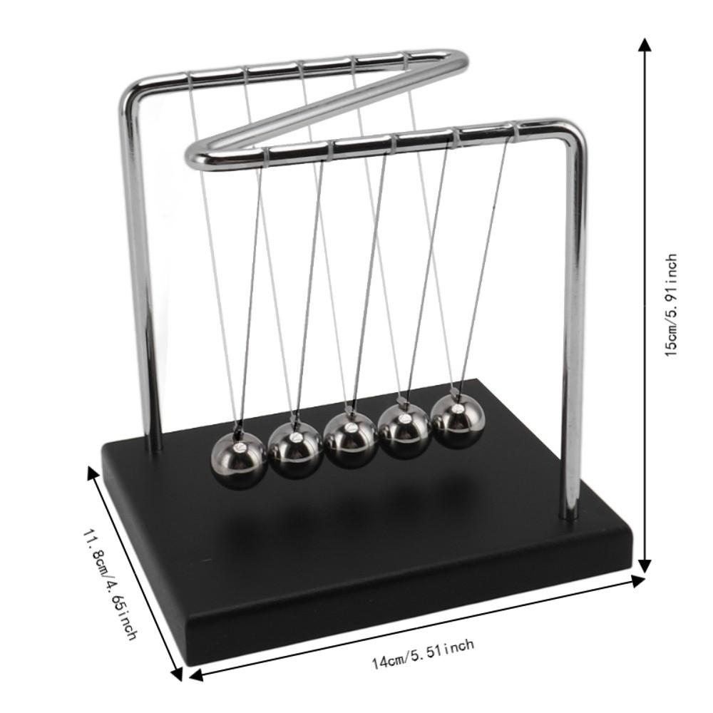 5.51x4.65x5.91in Balance Pendulum Ball Wooden Base Physics Toy Steel Swing Balls  Home Decoration