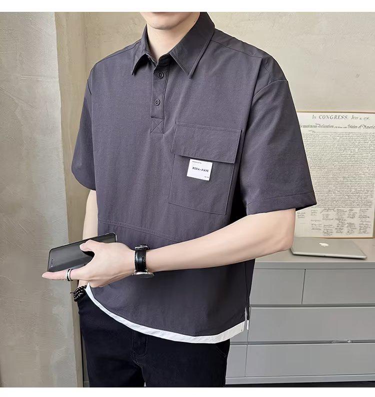 Stylish Men's Summer Polo Shirt - Loose Fit, Trendy Hong Kong and Korean-Inspired Design, All-Match Short-Sleeve Top