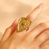 LATS Elegant Stainless Steel Big Bloom Flower Rings for Women 18K Gold-plated Open Rings Finger Jewelry Wedding Her Gift Punk