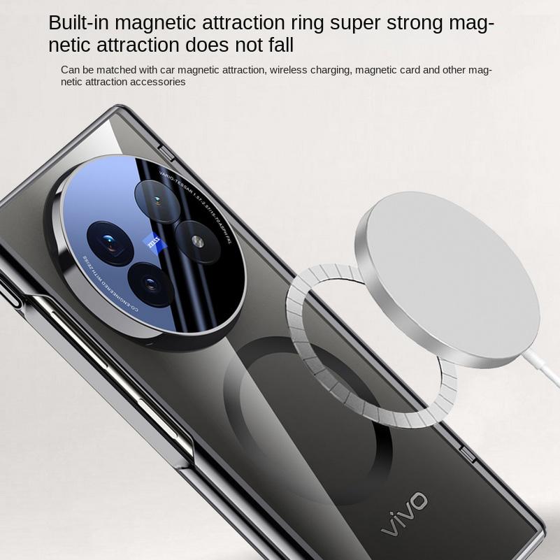 Magsafe Magnetic Transparent Screen Tempered Glass Protect Case For VIVO X Fold 5 Fold5 Spring Hinged Cover