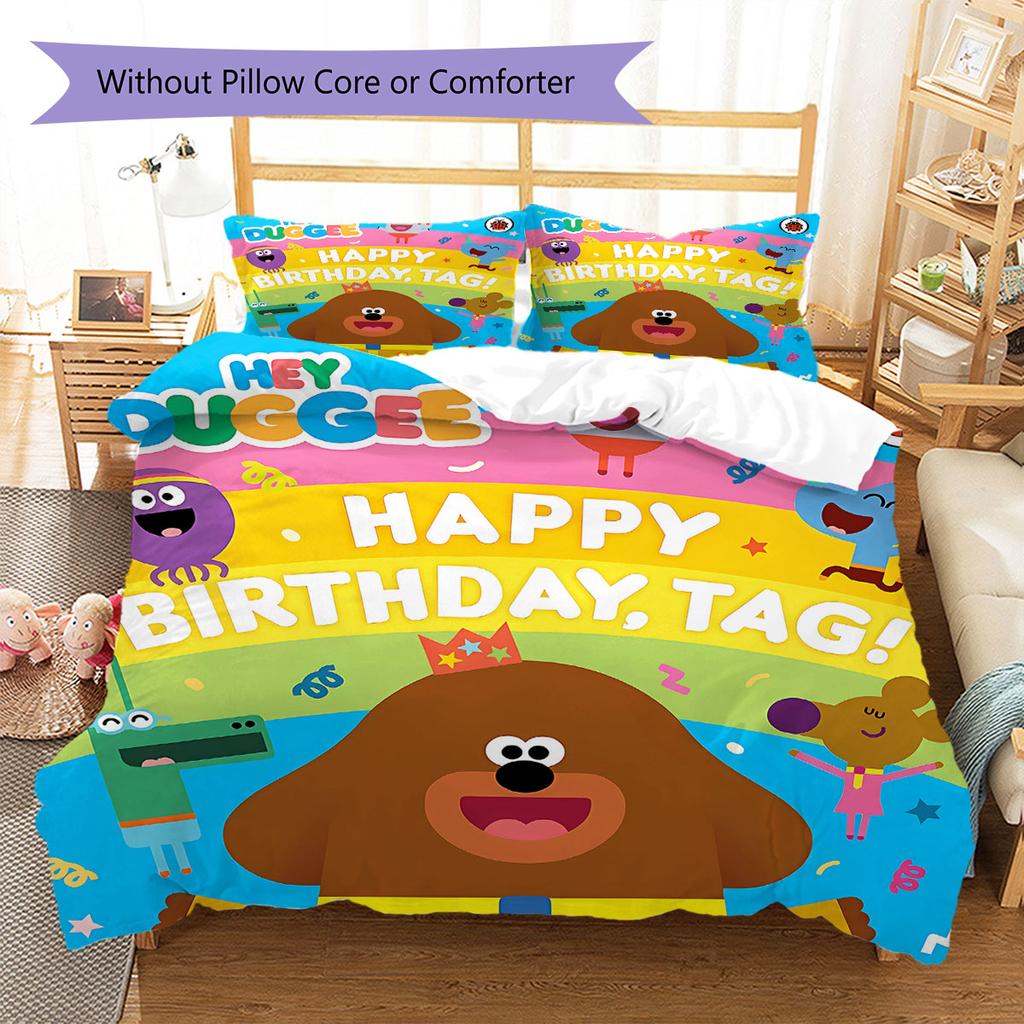 Biancheria da letto con motivo Hey Duggee, Set piumone Copripiumino Federa Regalo di compleanno per la casa(1 * copripiumino + 2 * federa, senza nucleo)