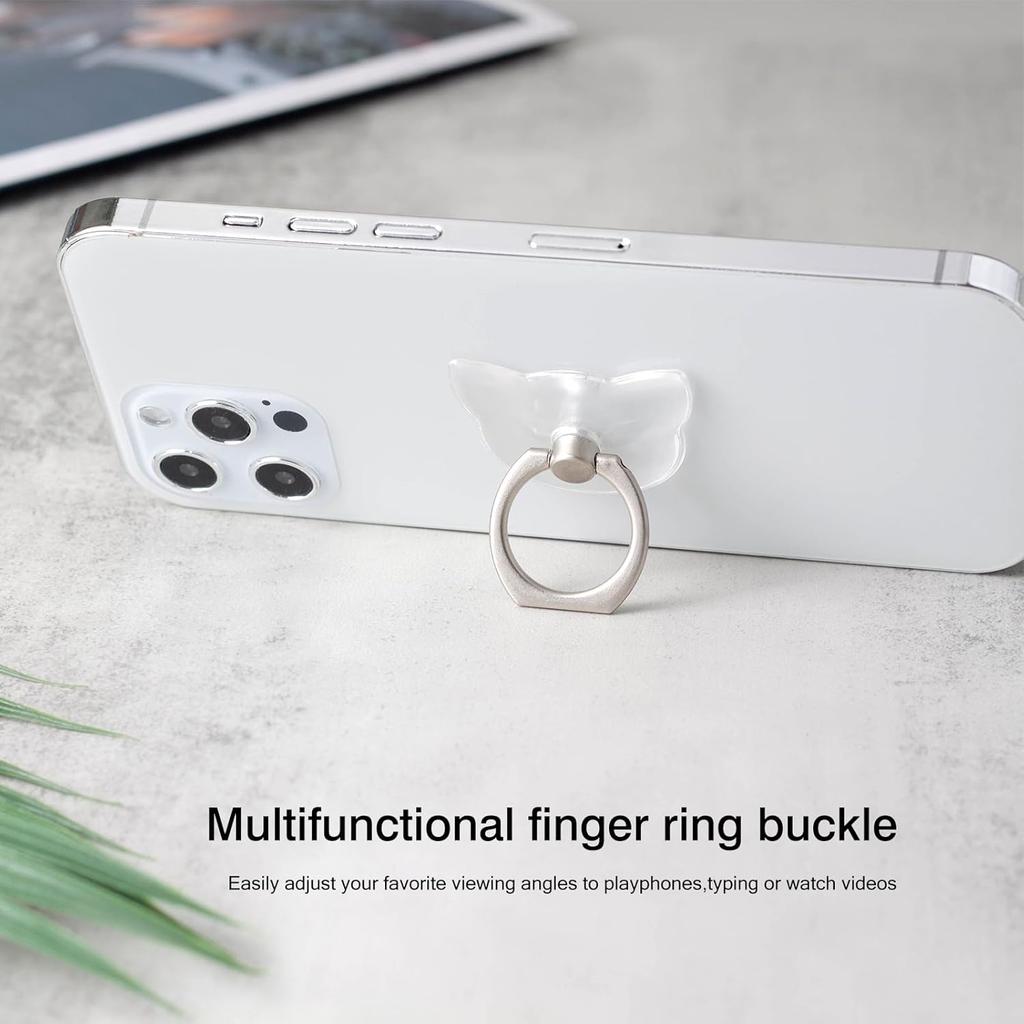 [2 Pack] Transparent Finger Ring Cell Phone Ring Holder Stand,360 Degree Rotation and 180 Degree Adjustable Finger Ring Kickstand with Polished