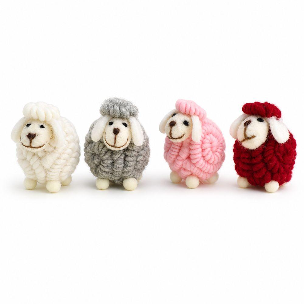 Nordic Style Lamb Ornament Wool Felt Cartoon Sheep Doll Gifts Christmas Sheep Figurine  Home Decor