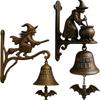 Dzwonek do drzwi w stylu vintage – Żelazny dzwonek wiszący na drzwi na Halloween z czarownicą, Zewnętrzny dzwonek dekoracyjny na werandę, ogród, drzwi wejściowe, Gotycki wystrój czarownicy
