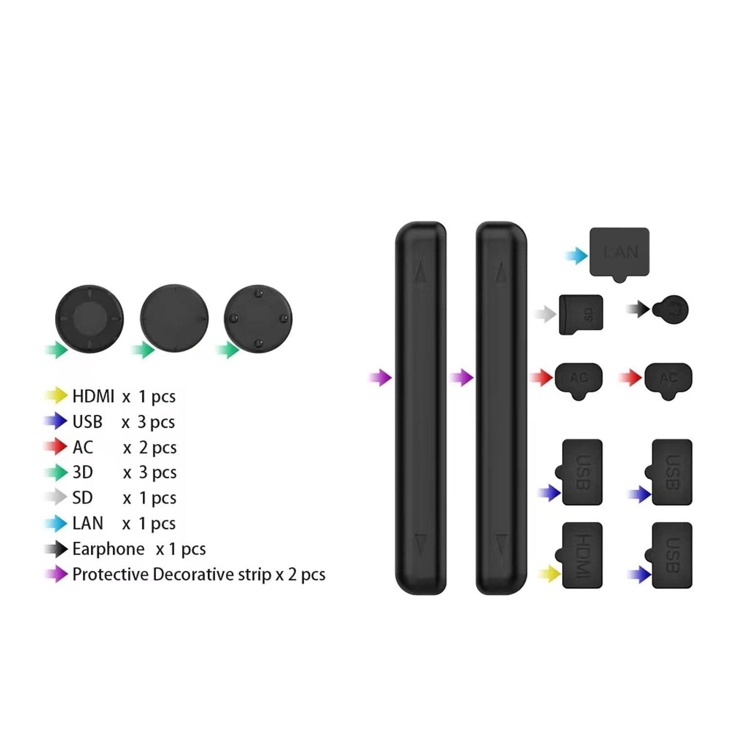 

Nintendo Switch OLED силиконовая мягкая резиновая пылезащитная заглушка, пылезащитный чехол, наборы аксессуаров, пылезащитный чехол для HDMI, USB, AC, SD, LAN, наушников(14 шт. в упаковке) Package:12*6.6*3.7cm чёрный