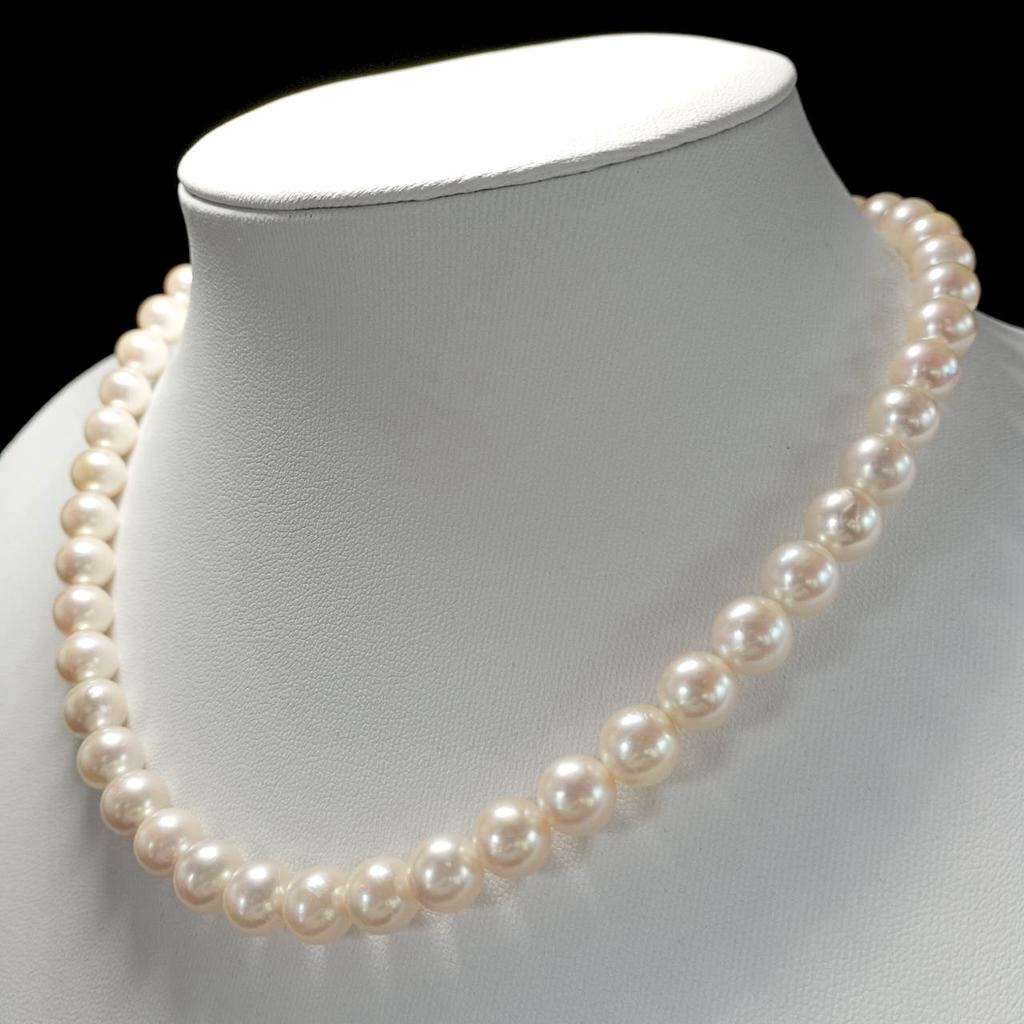 JEWELRY MAKI Akoya Pearl Large Shiny Necklace Jewelry Shiny Pink White Approx.43cm 8.0mm–8.5mm 43g Silver Findings