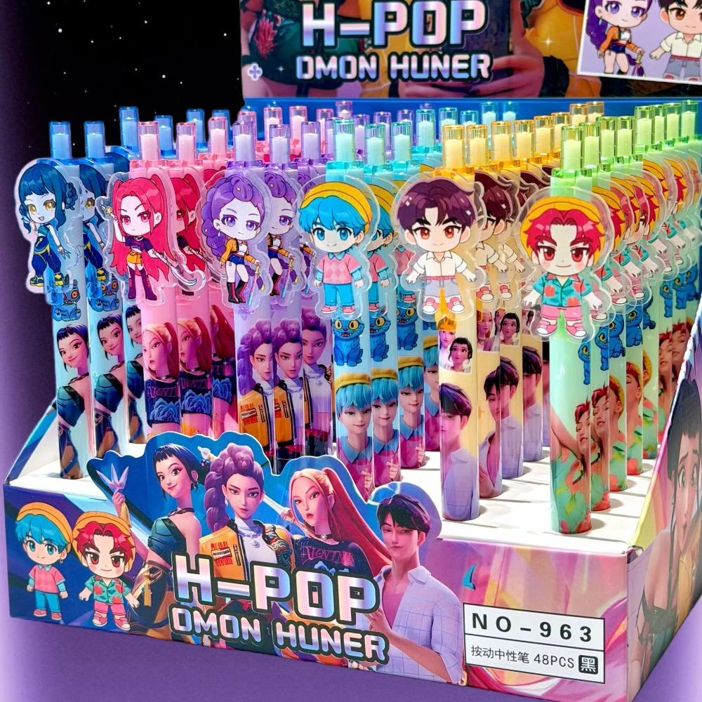 Kpop Demon Hunters Söta 0,5 mm Svarta Gelpennor Kawaii Kontorsmaterial Tecknad Anime-derivat Periferi Skol- och Kontorsmaterial Gåvor
