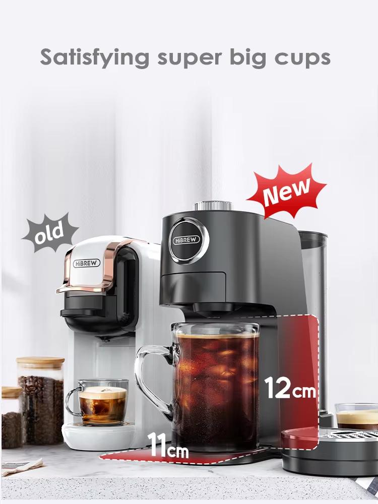 New HiBREW 3 In 1 Multiple Capsule Coffee Machine Hot/Cold DG Cappuccino Nes Small Capsule Ground Coffee Cafeteria H3C