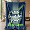 Seattle Seahawks Custom Flannel Throw Blanket Print Your Name Text Soft Warm Blanket Holiday Present
