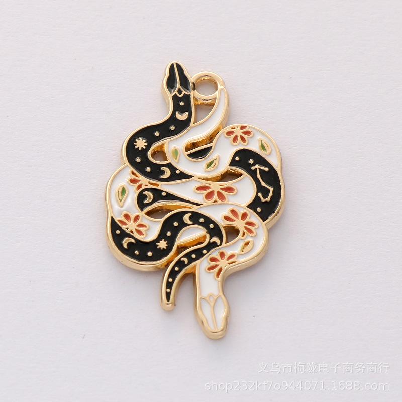 Meier Animal pendant cartoon black and white snake design enamel necklace keychain charm Electroplating rack plating sealing oil