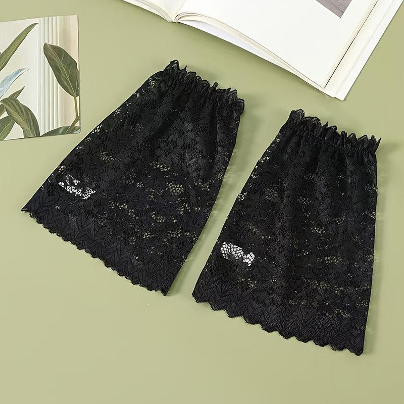 

1 Pair Comfortable Lace Short Sleeves That Cover The Arms, Featuring Loose Lace Sleeves Fake Cuffs чорний