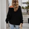 Women's Cross V-Neck Loose Fit Long Sleeve Knit Sweater