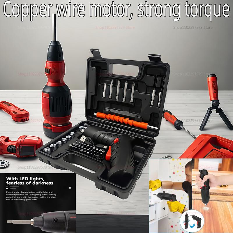 47-teiliges Elektroschraubendreher-Set 3,6 V Akku-Elektrowerkzeug mit 1800-mAh-Akku Tragbares Haushaltswartungs-Reparaturset