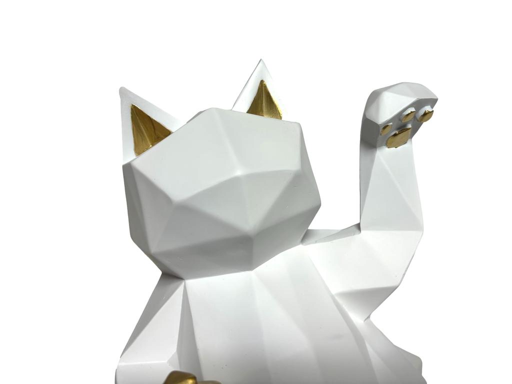[Natura Style] Maneki-neko (Large) Statue, Stylish Nordic-Style Ornament for Home Decor (White)