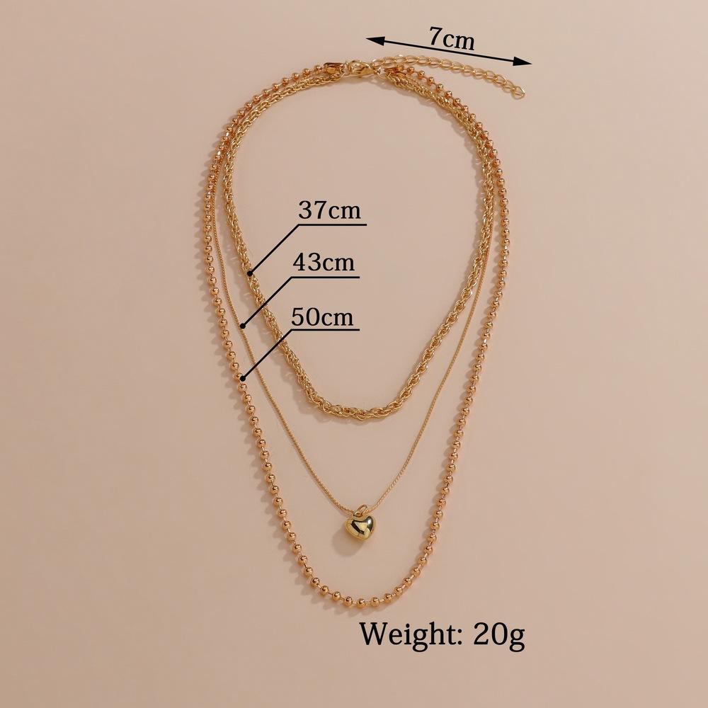 Personalized Stacked Wind New Love Pendant Multi-layer Metal Necklace Neck Chain