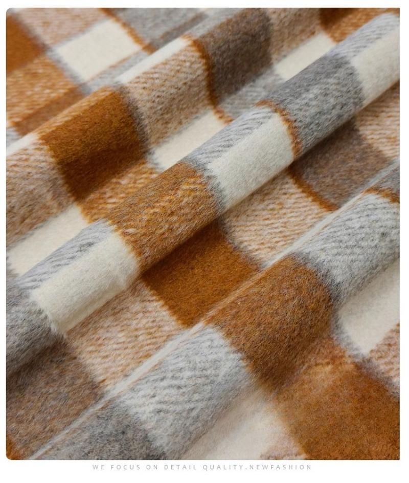 Thickened Matte Checkered Fabric Vintage Soft for Handmade Diy Sewing Clothing Skirts Winter Coat Jackets Pants Material