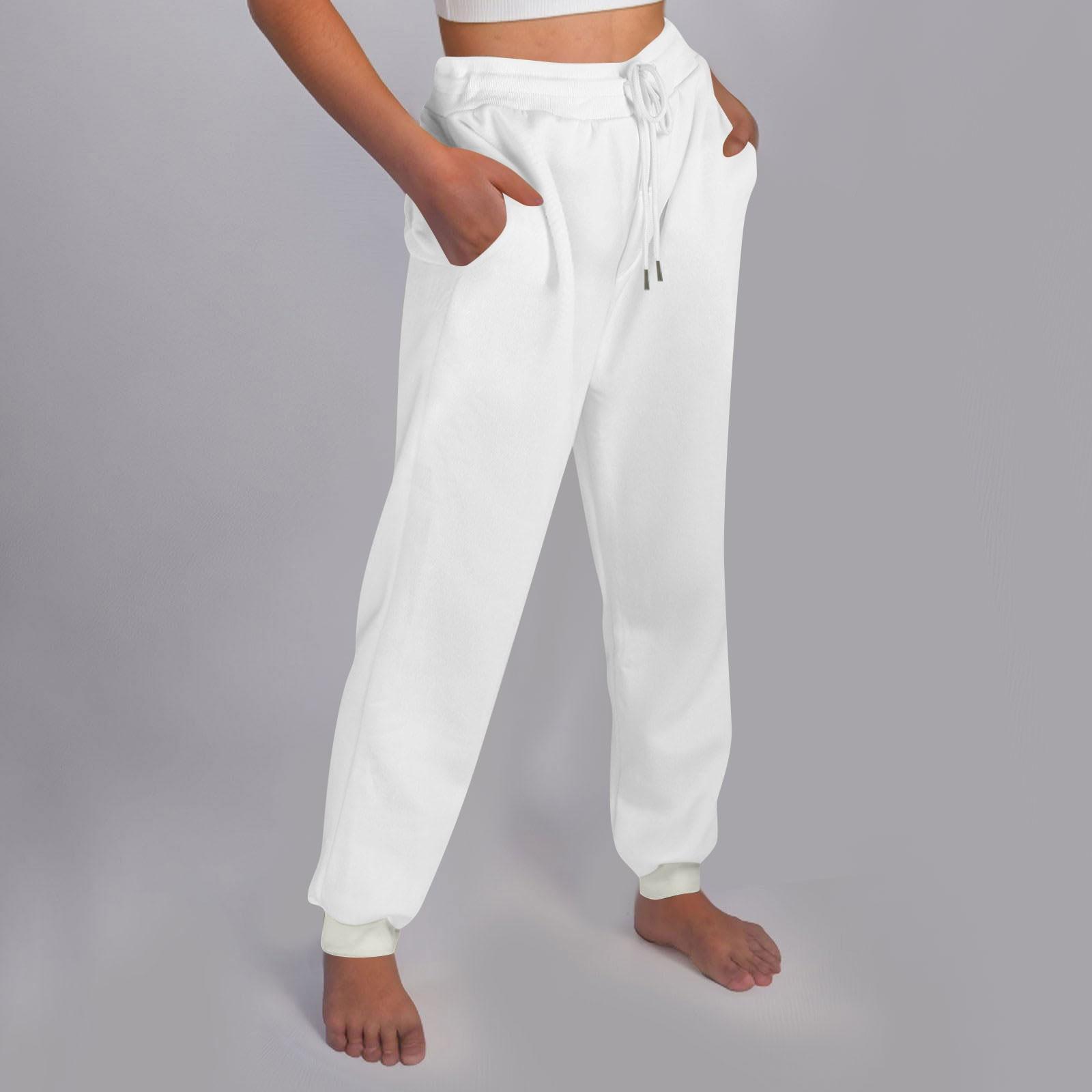 

Женские повседневные брюки с высокой талией, поясом, спортивными брюками и карманами L белый