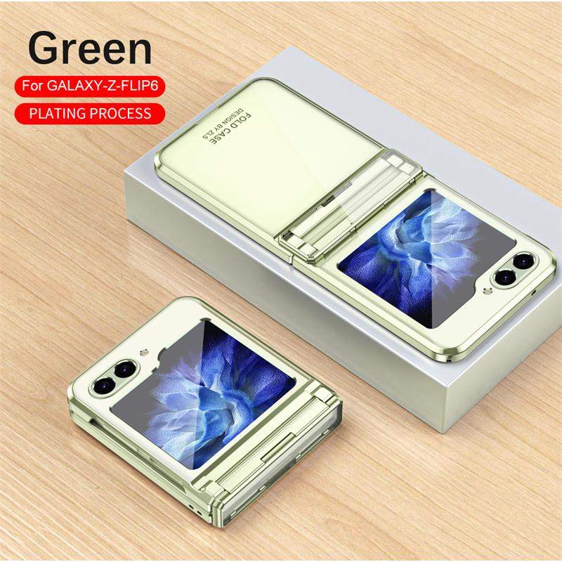 For For Samsung Galaxy Z Flip 7 6 5 4 3 5G Phone Case Fashion Electroplate Transparent Hinge Folding Shockproof Protection Cover