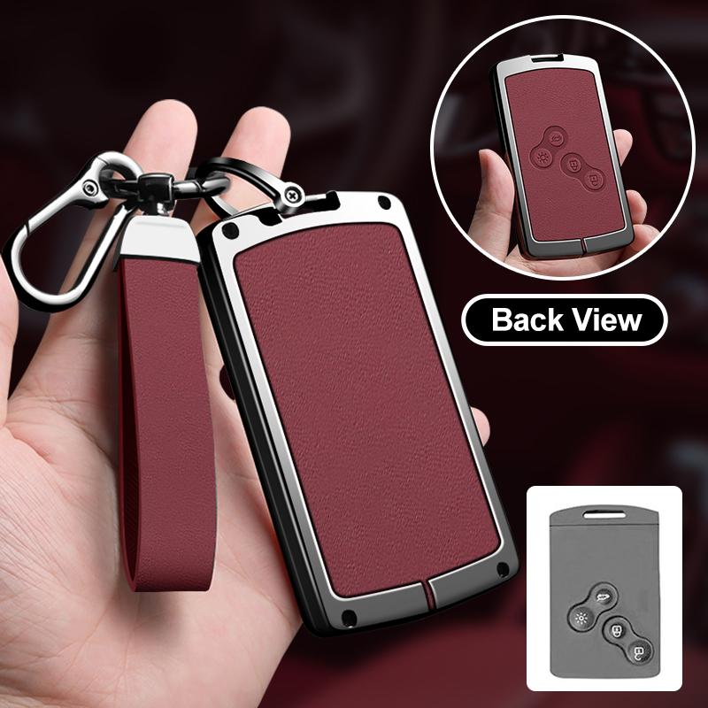 Zinc Alloy Leather Car Key Cover Fits Renault Sandero Koleos Captur Kadjar Megane Clio 5 Austral Logan Arkana Koleos Key Shell