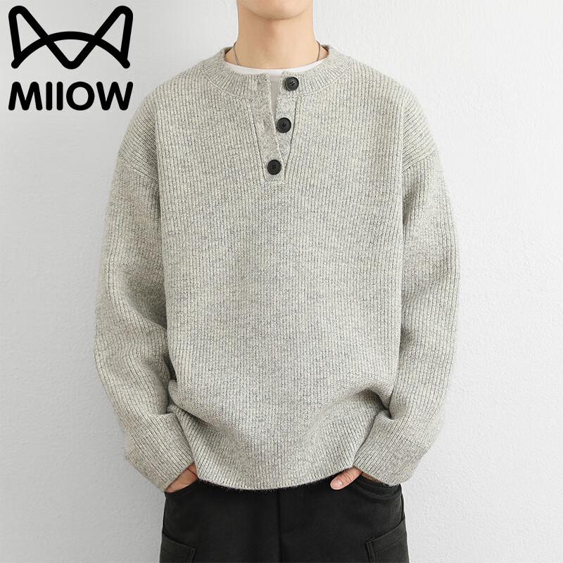 Mao Ren Men's Henley Neck Knit Sweater